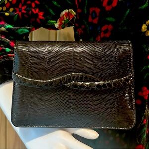 Stunning Vintage New Luc Benoit genuine crocodile lizard skin clutch two way
